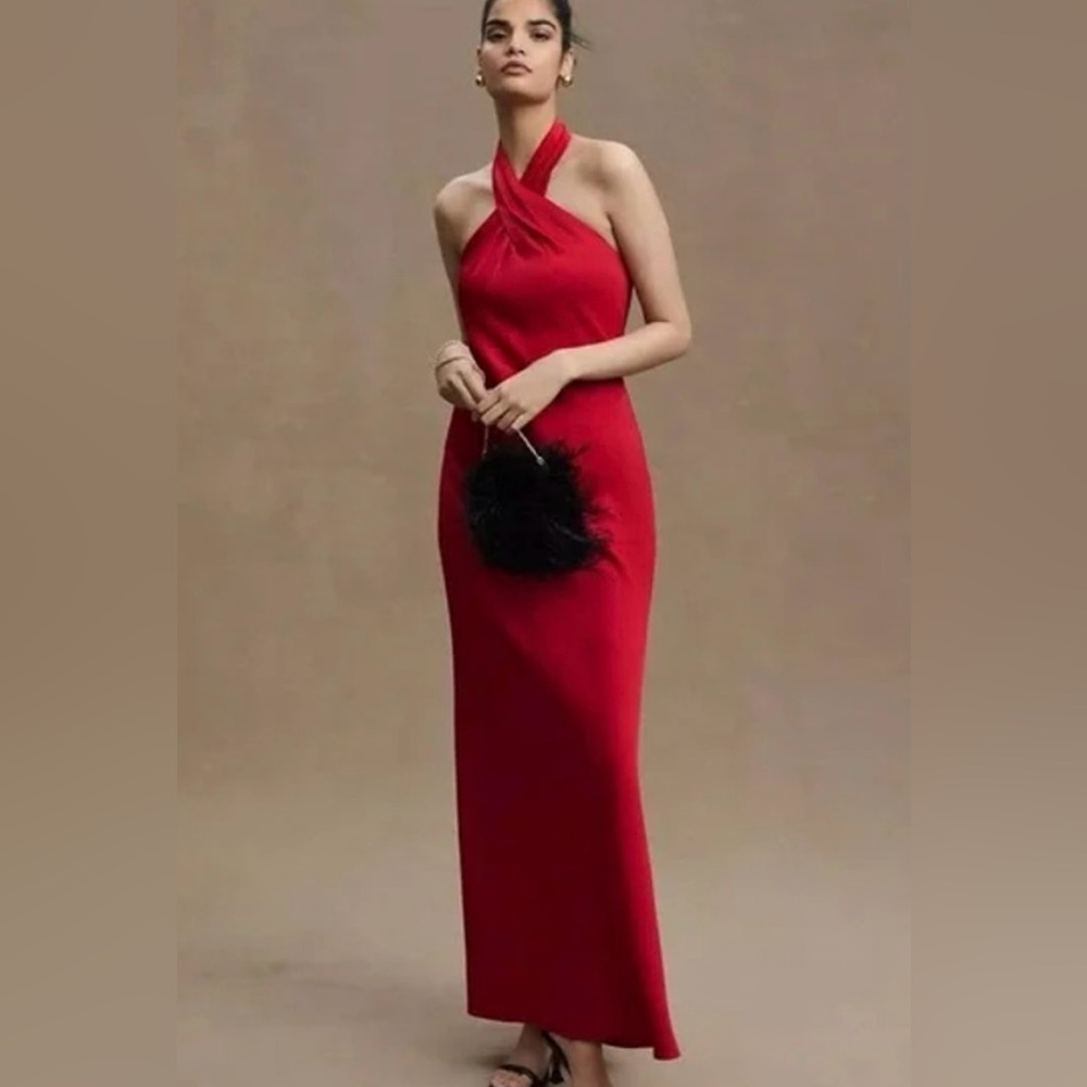 BHLDN Anthropologie Maxi Red Halter Dress with tags